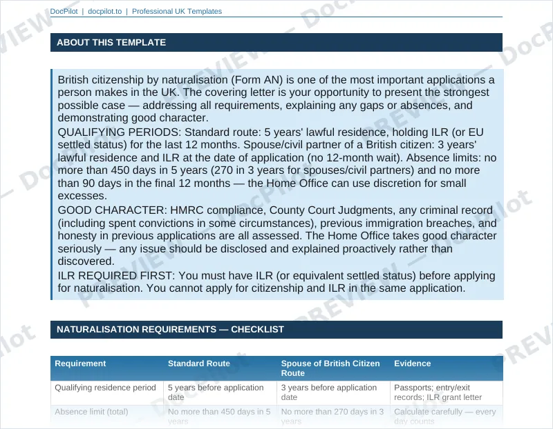 Preview of the top of page 2 of the DocPilot Citizenship Supporting Letter (watermarked)