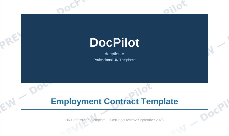 Preview of the cover page of the DocPilot Employment Contract Template 2026