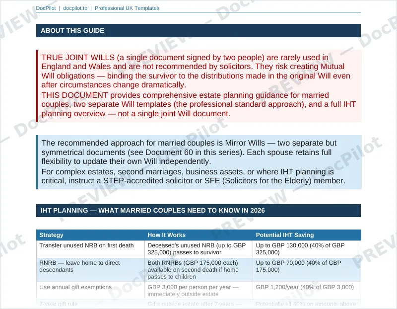 Preview of the top of page 2 of the DocPilot Estate Planning Guide for Couples (watermarked)