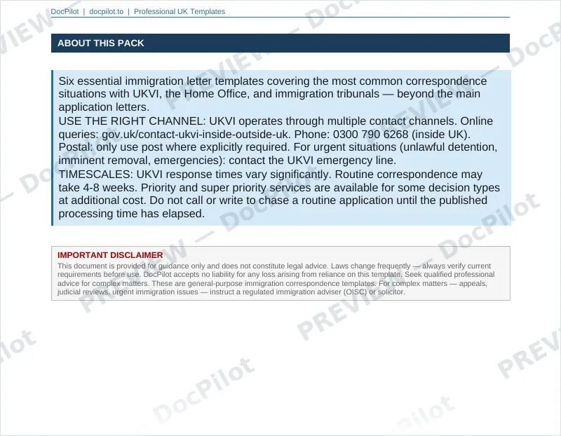 Preview of the top of page 2 of the DocPilot Immigration Letter Templates Pack (watermarked)