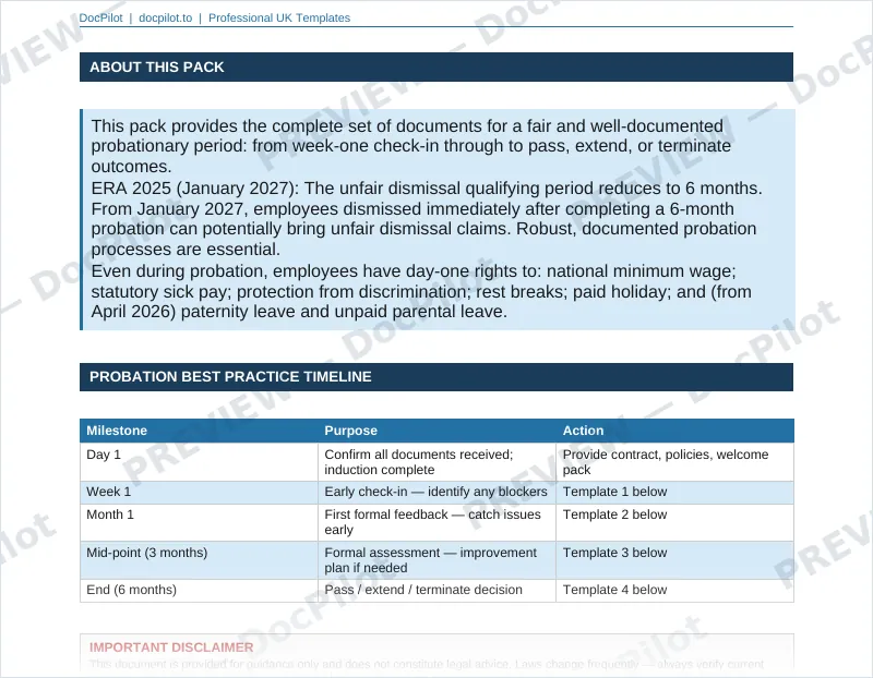 Preview of the top of page 2 of the DocPilot Probation Review Record (watermarked)
